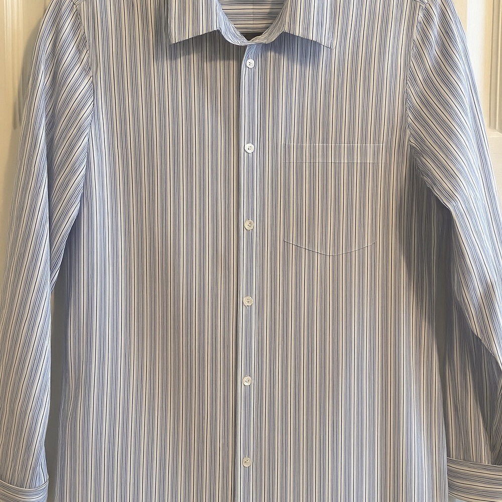 GAP Women’s Casual White and Blue Striped Shirt